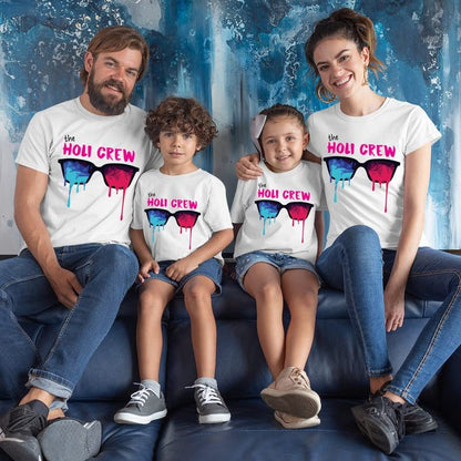 Holi Family Matching T-Shirts Printed The Holi Crew