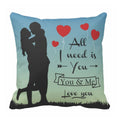 All I Need Is You Couple Cushion Cover, Blue 12x12 inches