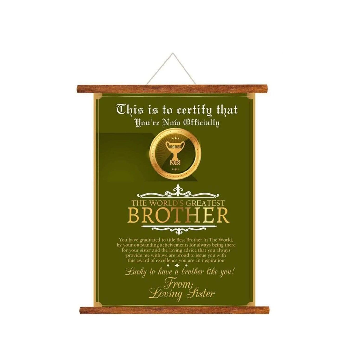 Brother Certificate Scroll