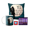 Valentine Chocolate Combo for Girlfriend Wife - Mug, Cushion, 10 Dairy Milk