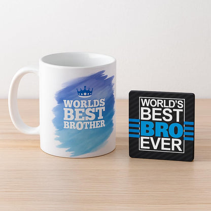TheYayaCafe Rakhi Gift Combo for Brother, Set of 3 with Ceramic Mug, Acrylic Coaster and Rakhi, 330 ml, Raksha Bandhan, Bhai Dooj, Birthday Gift for Bhai, Brother, Bhaijaan