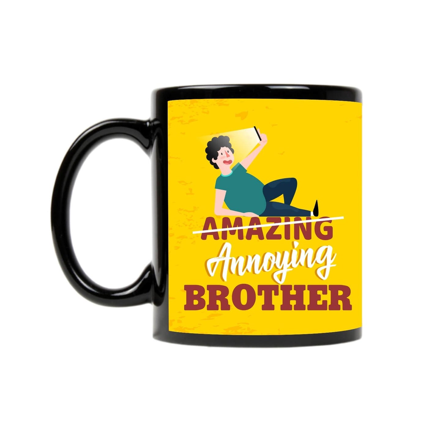 TheYayaCafe Annoying Brother Printed Ceramic Coffee Mug with Coaster Set 330ml (11 oz), Raksha Bandhan Bhaidooj Birthday Gift for Brother from Sister, Funny Sibling Present