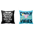 Only Good Vibes Be Yourself Motivational Cushion Cover Set of 2, 16x16