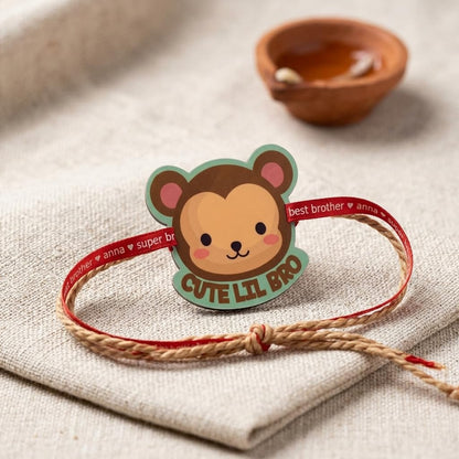 TheYaYaCafe Rakhi for Brother Combo Set of 2 Printed Cute Little Bro Cat Rakhi, Raksha Bandhan Gift for Bhai, Bhaiya from Sister, Kids and Adults, 1.5 Inch Acrylic Dial