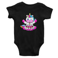 Happy Unicorn Personalised Baby Girl Romper Onesie, Black