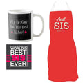 Best Sister Gift Hamper Set of 3 - Apron, Mug & Table Coaster Combo