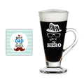Coffee Mug for Dad - Hero Papa Engraved, with Coaster