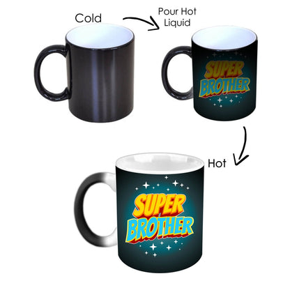 TheYayaCafe Ceramic Magic Mug with Coaster Combo for Brother, Heat Sensitive Color Changing Coffee Mug 330ml, Birthday Raksha Bandhan Bhai Dooj Gift for Brother Bhai from Sister