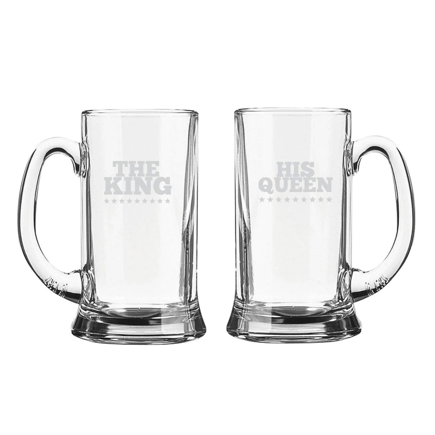 The King and His Queen Engraved Beer Mugs