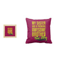 Freaking Awesome Brother Cushion Cover 24x24 with Desk Clock & Rakhi
