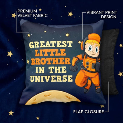 TheYaYaCafe Rakhi Gifts 16X16 inches Cushion Cover Greatest Little Brother Printed Raksha Bandhan Birthday