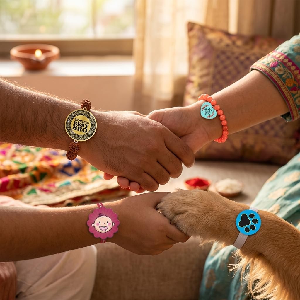 World Best Bro & Best Bhabhi Family Rakhi with Kids Rakhi - Combo of 3