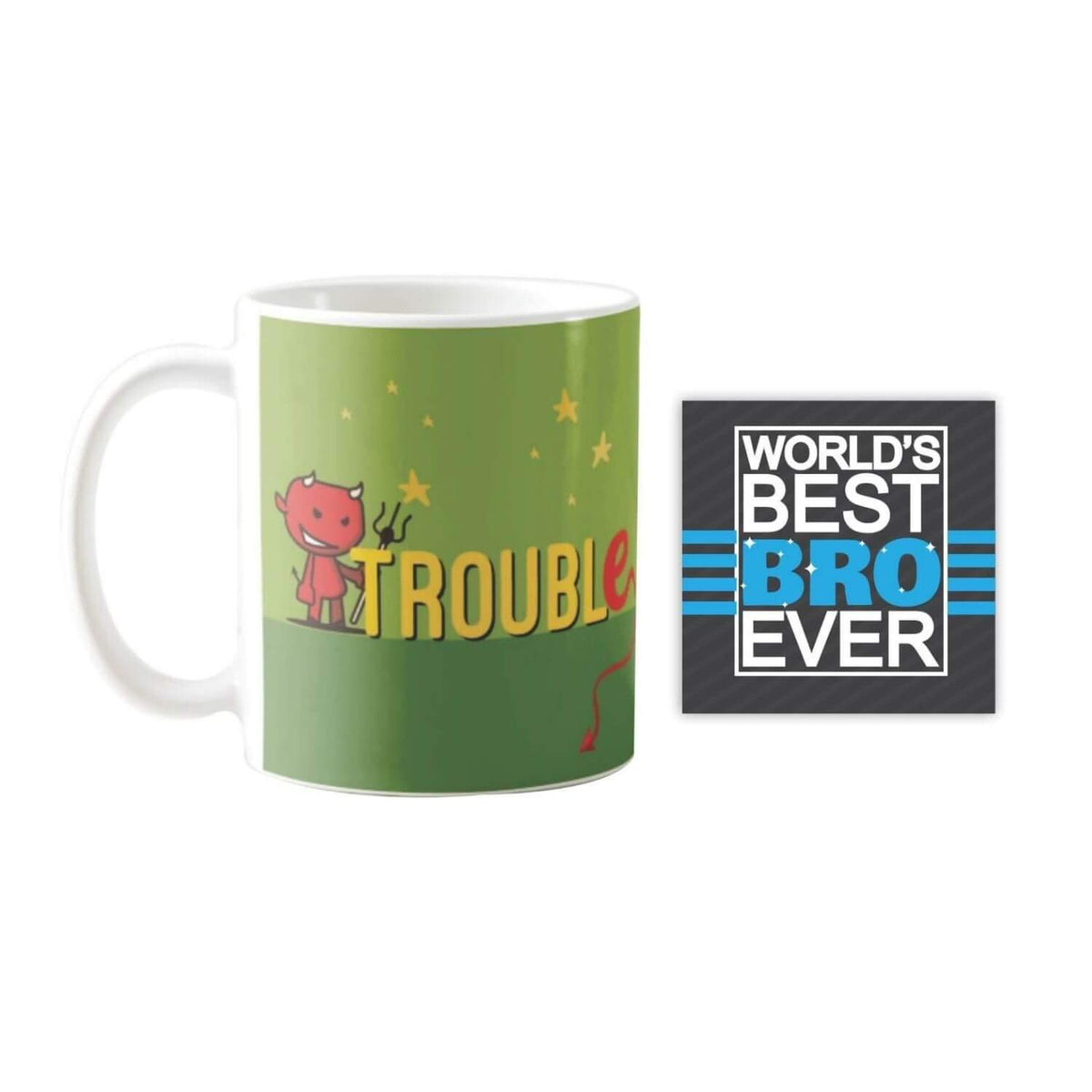 Brother Double Trouble Quote Coffee Mug - Personalised Rakhi Gift