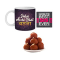 Personalised Rakhi Sweets Combo for Sister - Mug, Coaster & Gulab Jamun