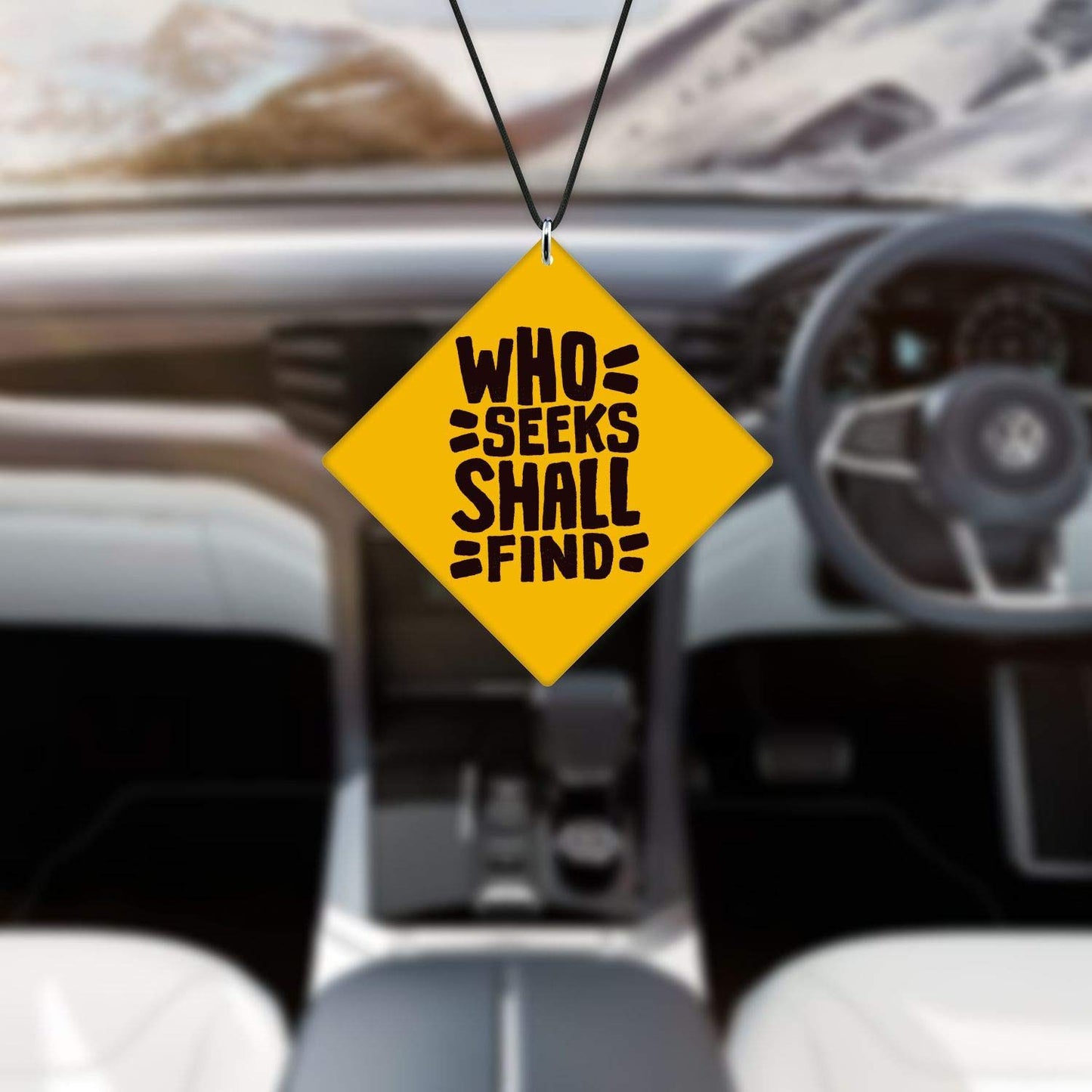 who seeks shall find car hanging