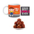 I Miss You Sister Rakhi Sweets Combo - Mug, Coaster & Gulab Jamun