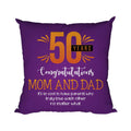 50th Anniversary Cushion Cover for Mom & Dad - Congratulations, 12x12 Inches
