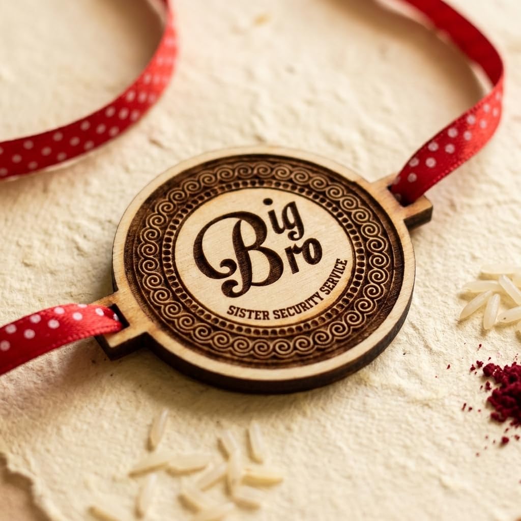 TheYayaCafe Wooden Moustache Rakhi for Brother with Roli Tika, Combo Set of 2 Engraved Rakhi for Raksha Bandhan, Bhai Dooj, Birthday Gift for Big Bro, Bhaiya, Bhaijaan from Sister