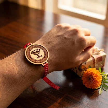 TheYayaCafe Rakhi for Brother Combo Set of 2 Engraved Wooden Rakhi with MDF Wood Dial 1.5 Inches, Raksha Bandhan Gift for Brother, Bhai, Bhaiya from Sister