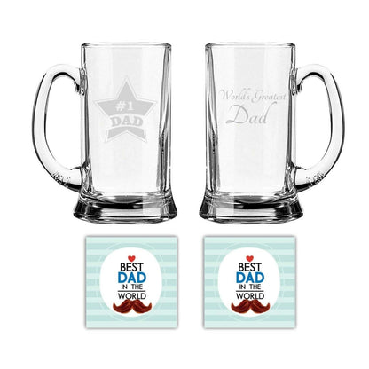 World Greatest dad & No.1 Dad Engraved Beer Mug