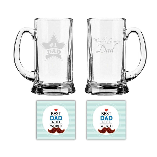 World Greatest dad & No.1 Dad Engraved Beer Mug