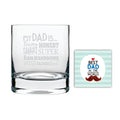 Handsome Cool Dad Engraved Whiskey Glass with Coaster