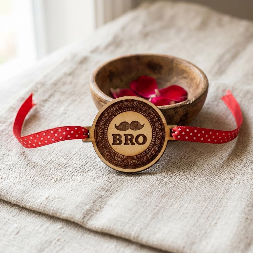 TheYaYaCafe Engraved Wooden Rakhi Set of 6 for Brother Mister Awesome Gabru Mota Bhai, Raksha Bandhan Gift for Bhai, Bro, Brothers from Sister, Rakhi for Kids and Adults