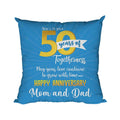 Happy 50th Cushion Cover for Mom & Dad - 16x16 Blue Throw Pillow