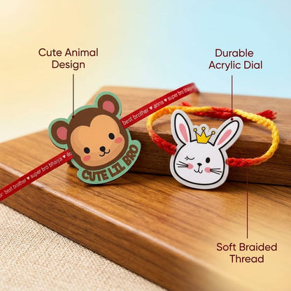 TheYaYaCafe Rakhi for Brother Combo Set of 2 Printed Cute Little Bro Cat Rakhi, Raksha Bandhan Gift for Bhai, Bhaiya from Sister, Kids and Adults, 1.5 Inch Acrylic Dial