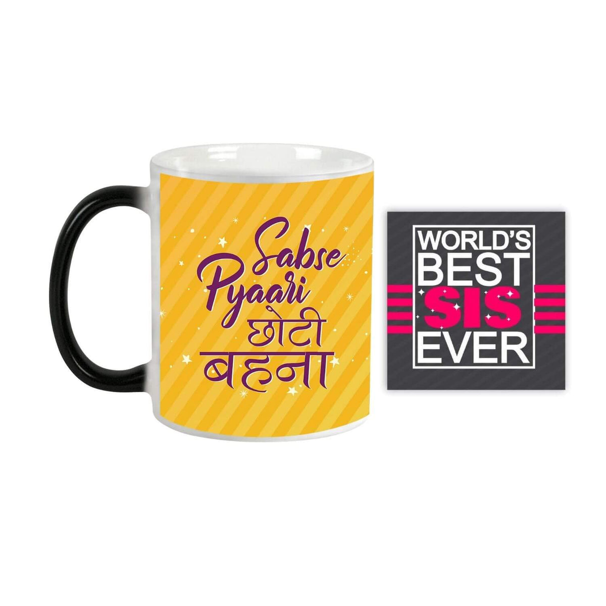 Sabse Pyari Choti Behan Hamper - Magic Mug, Coaster & Gulab Jamun 1 Kg