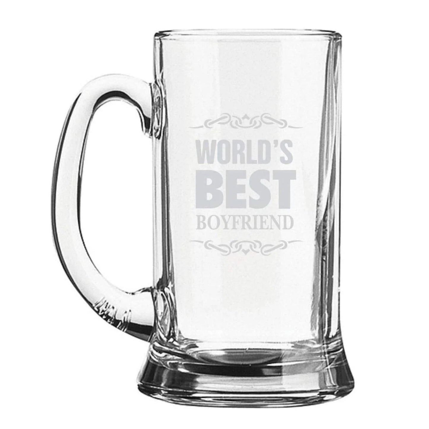 Worlds Best Boyfriend Engraved Beer Mug