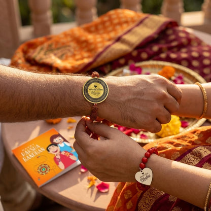 World Best Bhaiya & Bhabhi Engraved Rakhi Combo of 2