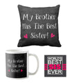 Best Sister Gift Set of 3 - Mug, Cushion Cover & Coaster