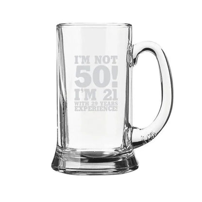 I am Not 50 Engraved Beer Mug