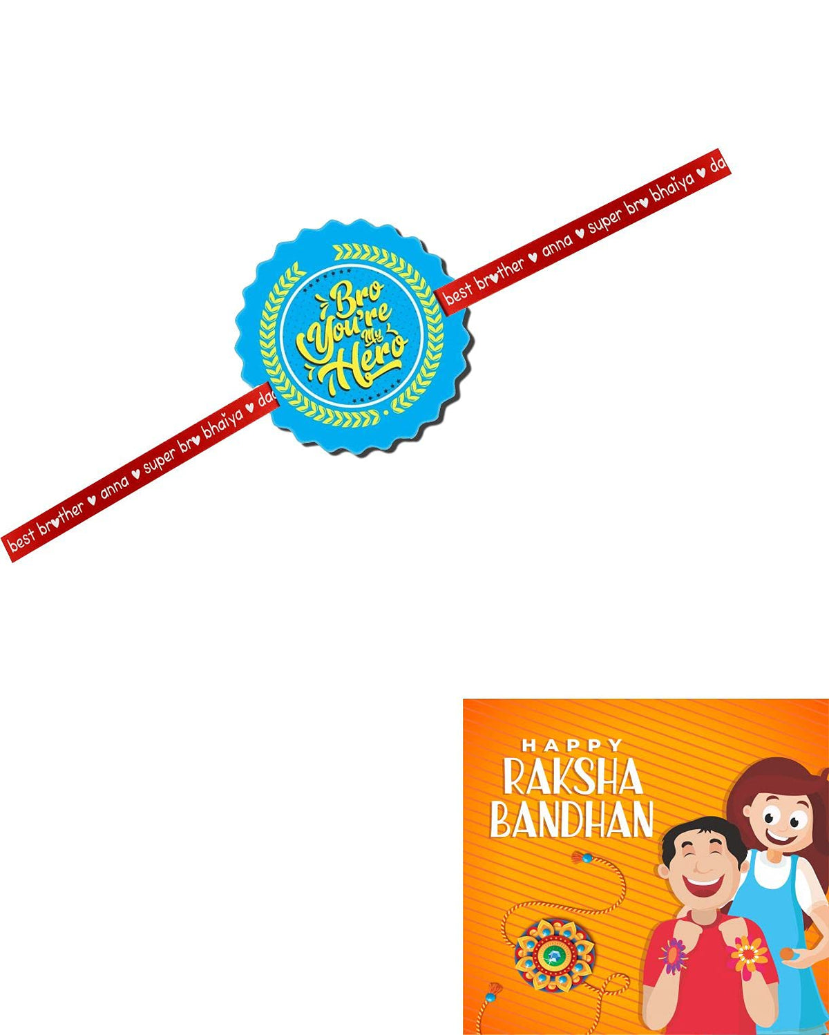 Bro Hero & I Love Bhabhi Beads Rakhi Combo, Set of 2