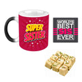 Super Sister Rakhi Combo - Coffee Mug, Coaster & Badam Patisa, Set of 3