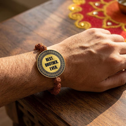 YaYa cafe Men's Raksha Bandhan Best Brother Ever Engraved for Brother Rudraksha Bracelet