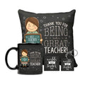 Thank You Great Teacher Hamper - Mug, Coaster, Cushion & Keychain