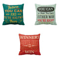 Winners Never Quit Motivational Quotes Cushion Cover Set of 3, 16x16