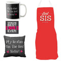 Best Sister Combo - Apron, Ceramic Mug, Cushion Cover & Coaster Set