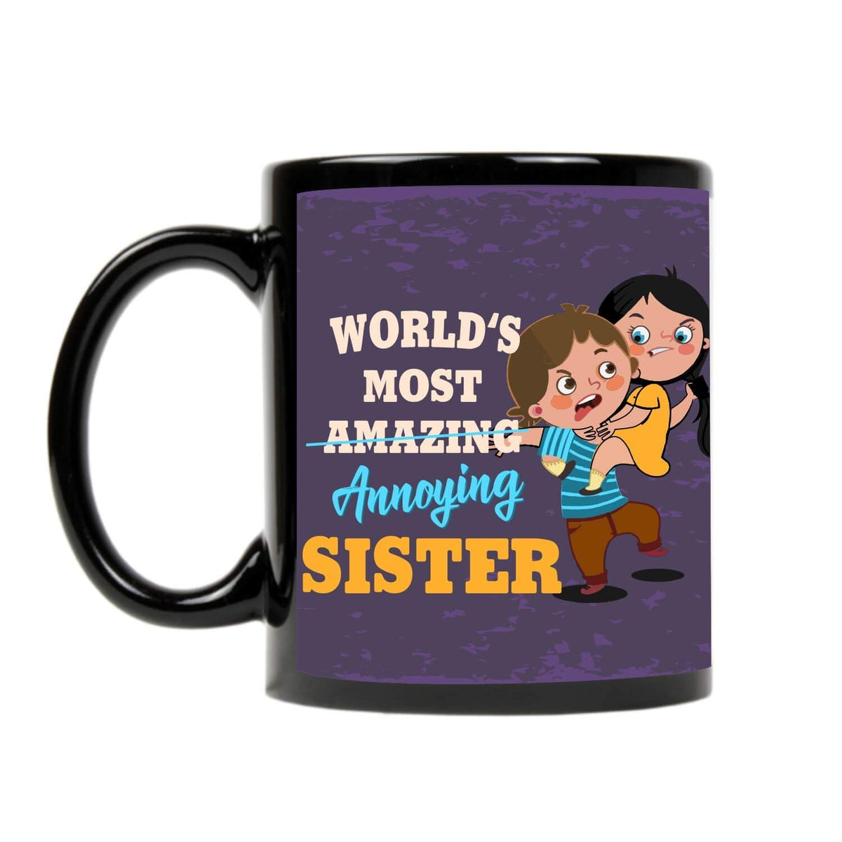 World's Most Annoying Sister Rakhi Combo - Mug, Mewa Bites 400g, Coaster