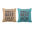 World's Best Mom Dad Velvet Cushion Cover