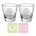 Didi Jiju Couple Whiskey Glasses & Coasters Set - 350 ml