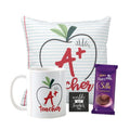A Plus Teacher Coffee Mug, Cushion Cover & Chocolate Combo