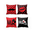 Mr & Mrs Moustache Kiss Cushion Covers Set of 2, 20x20 Inches
