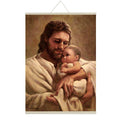 Blissful Lord Jesus Canvas Scroll Wall Painting - 15x20 Inches