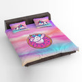 Donut Unicorn King Size Double Bedsheet with 2 Pillow Covers