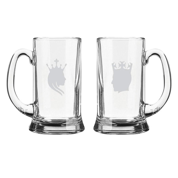 King Queen Couple Engraved Beer Mug