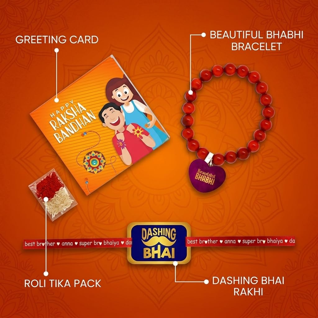 Bhaiya Bhabhi Beads Rakhi Combo - Set of 2 for Raksha Bandhan
