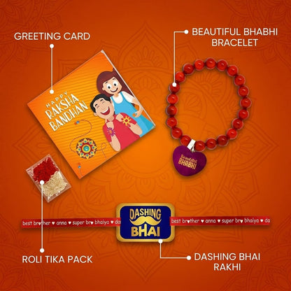 Bhaiya Bhabhi Beads Rakhi Combo - Set of 2 for Raksha Bandhan